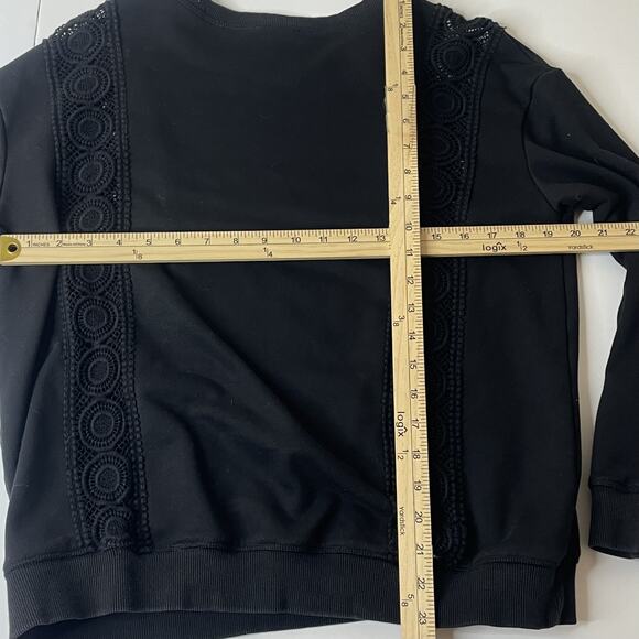LUMIÈRE Lace Inset Sweatshirt S Parisian Dark Feminine Minimalist Whimsygoth - Picture 5 of 7
